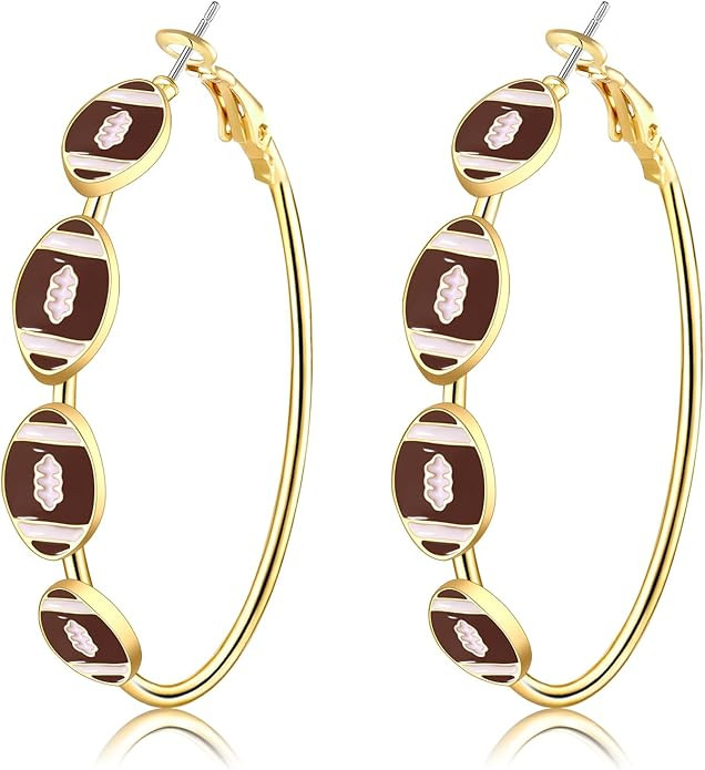 Game Day Earrings for Women Football Hoop Earrings Sport Team Earrings Race Game Day Football Jew... | Amazon (US)
