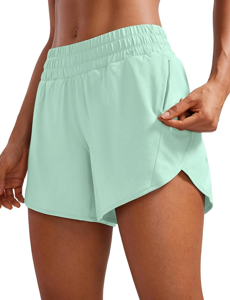 CRZ YOGA Womens Mid Waisted Running Shorts Liner - 5'' Quick Dry for Athletic Sport Workout Track... | Amazon (US)