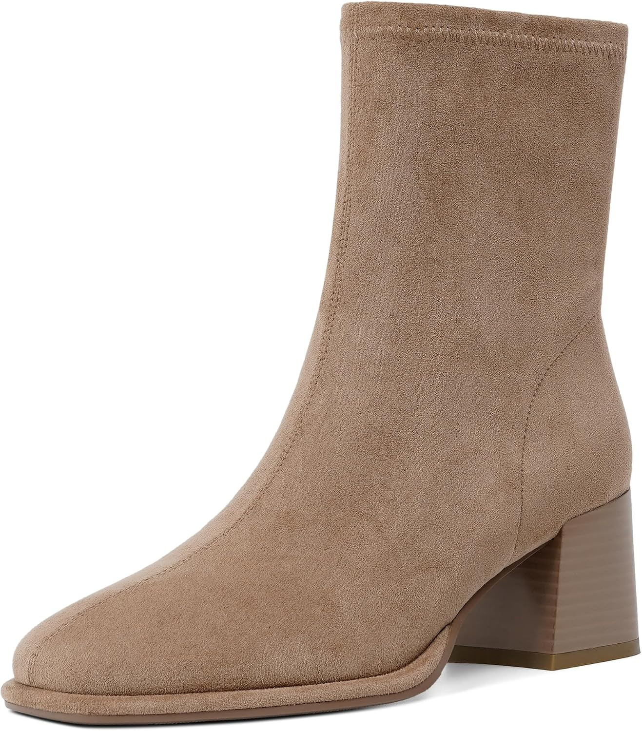 Ankle Boots for Women Square Toe Chunky Booties With Side Zipper | Amazon (US)