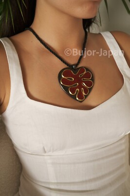 YSL JEWELRY YVES SAINT LAURENT NECKLACE HEART PENDANT  BLACK CORD VINTAGE | eBay US