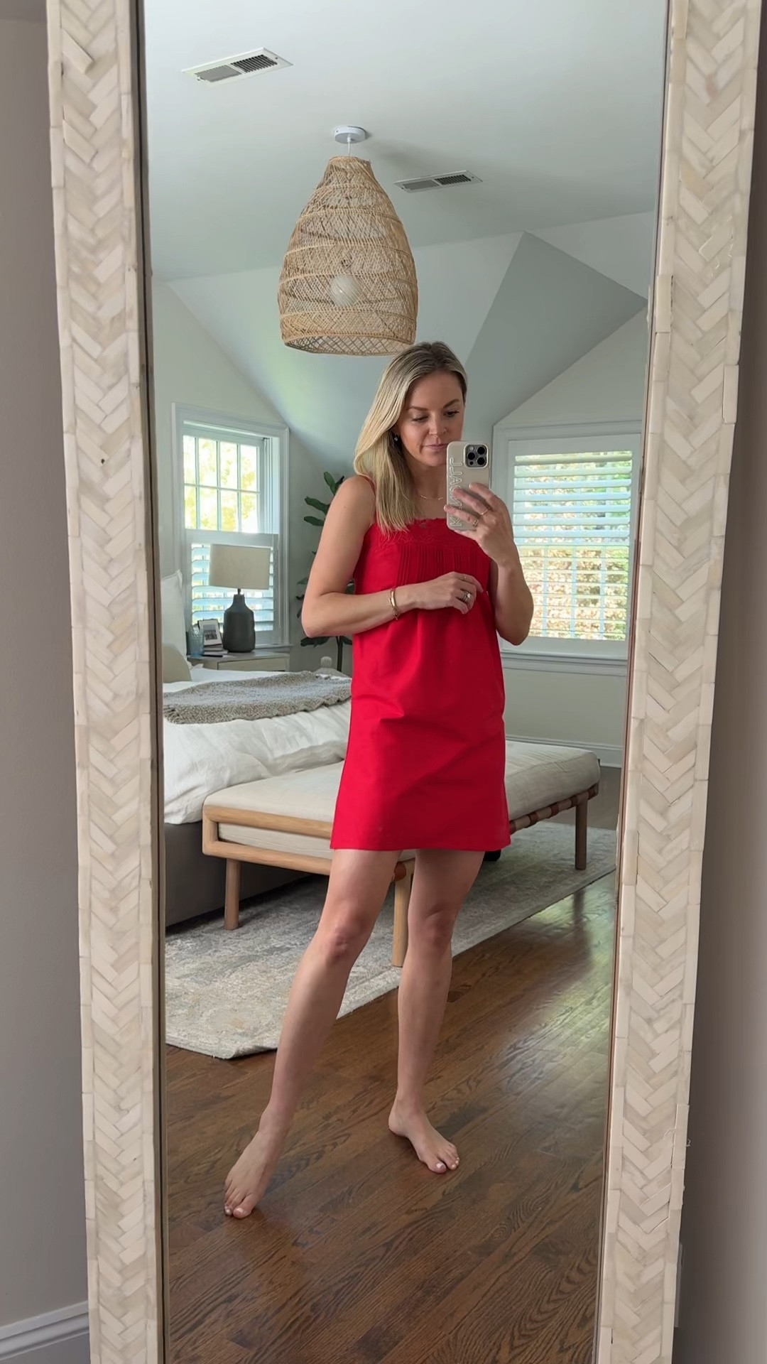 Red summer dress on sale! I’m 5’5 wearing an XS. I really like the thicker material and the structure it gives 
*earrings are 20% off with code TAKE20

#LTKSaleAlert