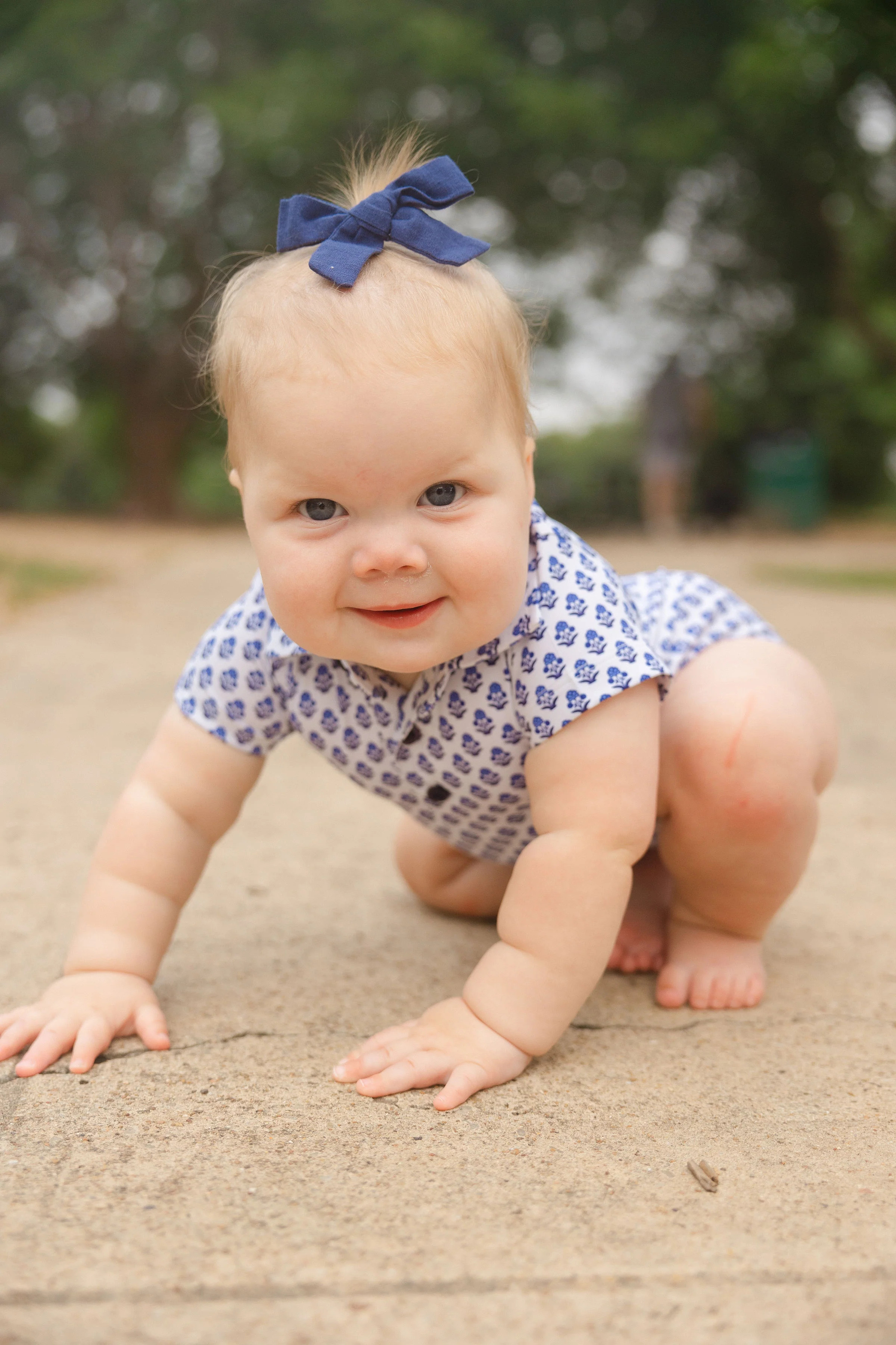Blue &amp; White Block Print  Polo Onesie | Poppy Kids Co
