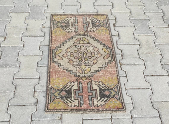 Small Oushak Rug, Mini Turkish Vintage Rug, Anatolian, Kilim, Wool, Hand-Made, Bohemian, Door Mat... | Etsy (US)