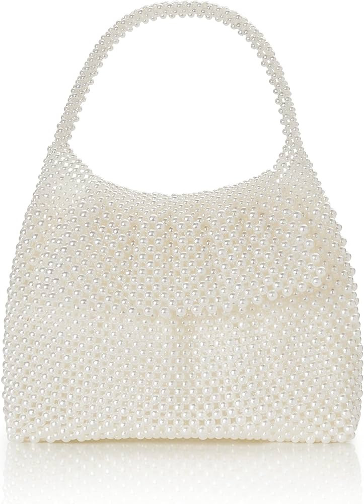 BABEYOND Women Pearl Clutch Purse - Bucket Beaded Bridal Evening Bag Formal Reticulated Bag with ... | Amazon (US)