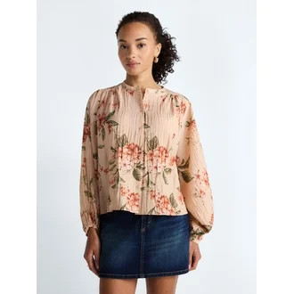 Scoop Women’s Blouson Sleeve Shirt, Sizes XS-4X | Walmart (US)