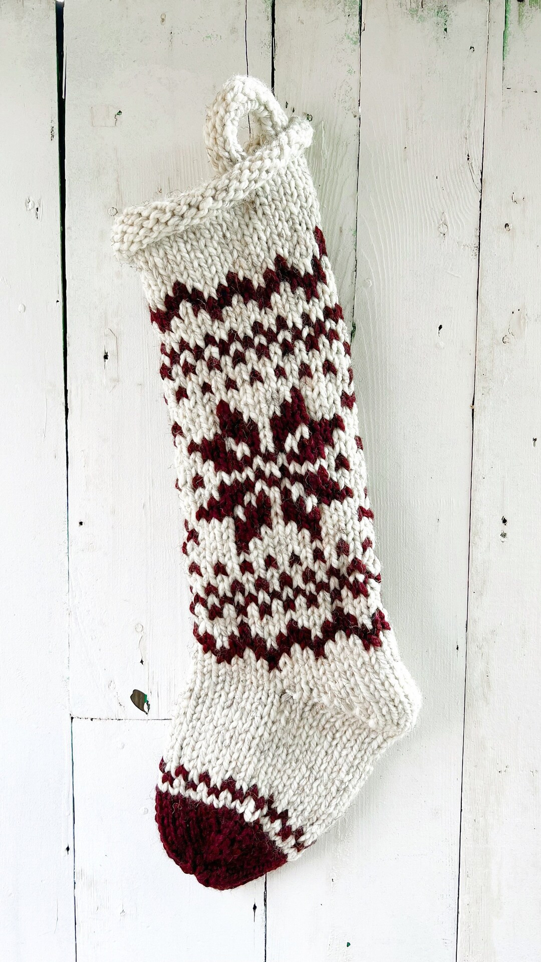 Snowflake Christmas stockings, personalized chunky knit stockings, large fair isle stockings, sno... | Etsy (US)