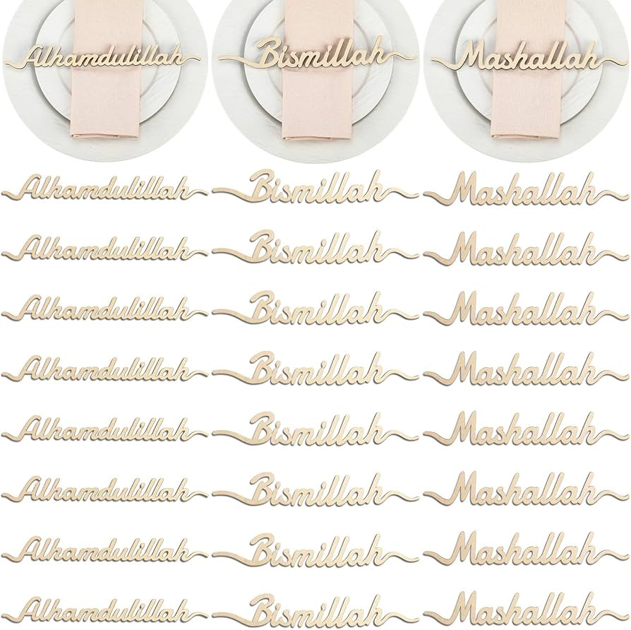Yousoontic 24 Pcs Ramadan Wood Sign Bismillah Alhamdulillah Mashallah Ramadan Table Decor Gifts P... | Amazon (US)