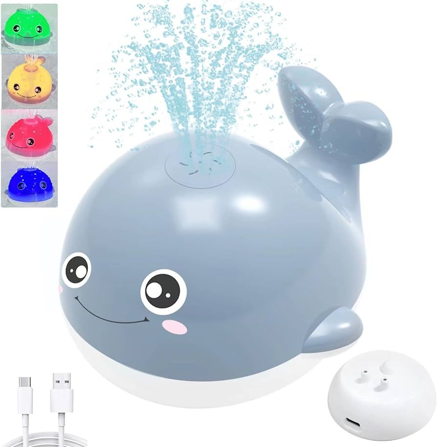 Amazon.com: Baby Bath Toys Light Up Whale Bath Toys for Toddlers 3 Bathtub Toys for Baby Recharge... | Amazon (US)