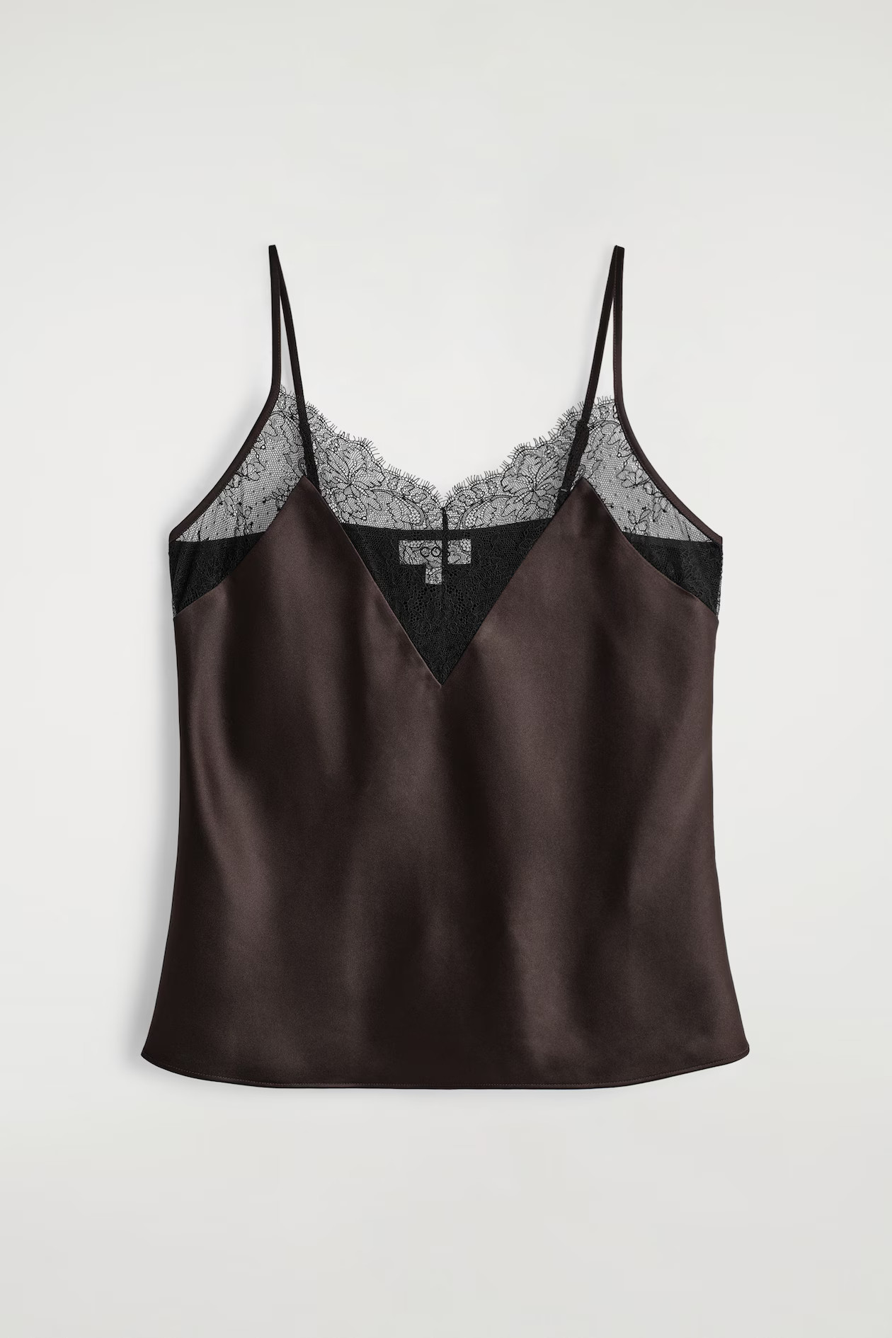 LACE-TRIMMED SATIN CAMI TOP - BROWN | COS GB | COS UK