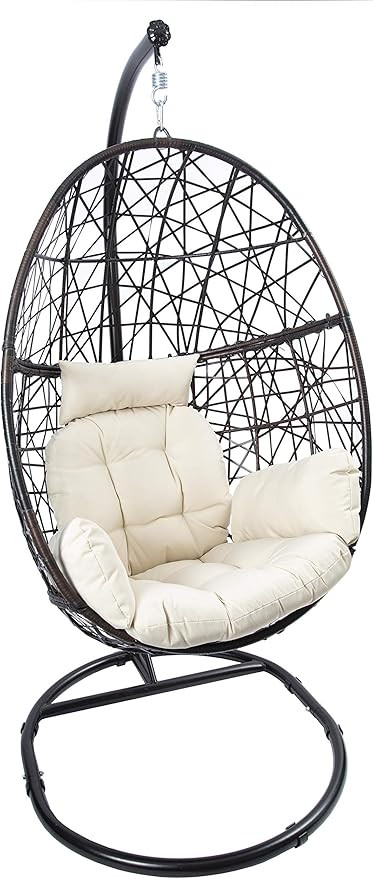 Luckyberry Outdoor Wicker Tear Drop Hanging Egg Chair | Amazon (US)
