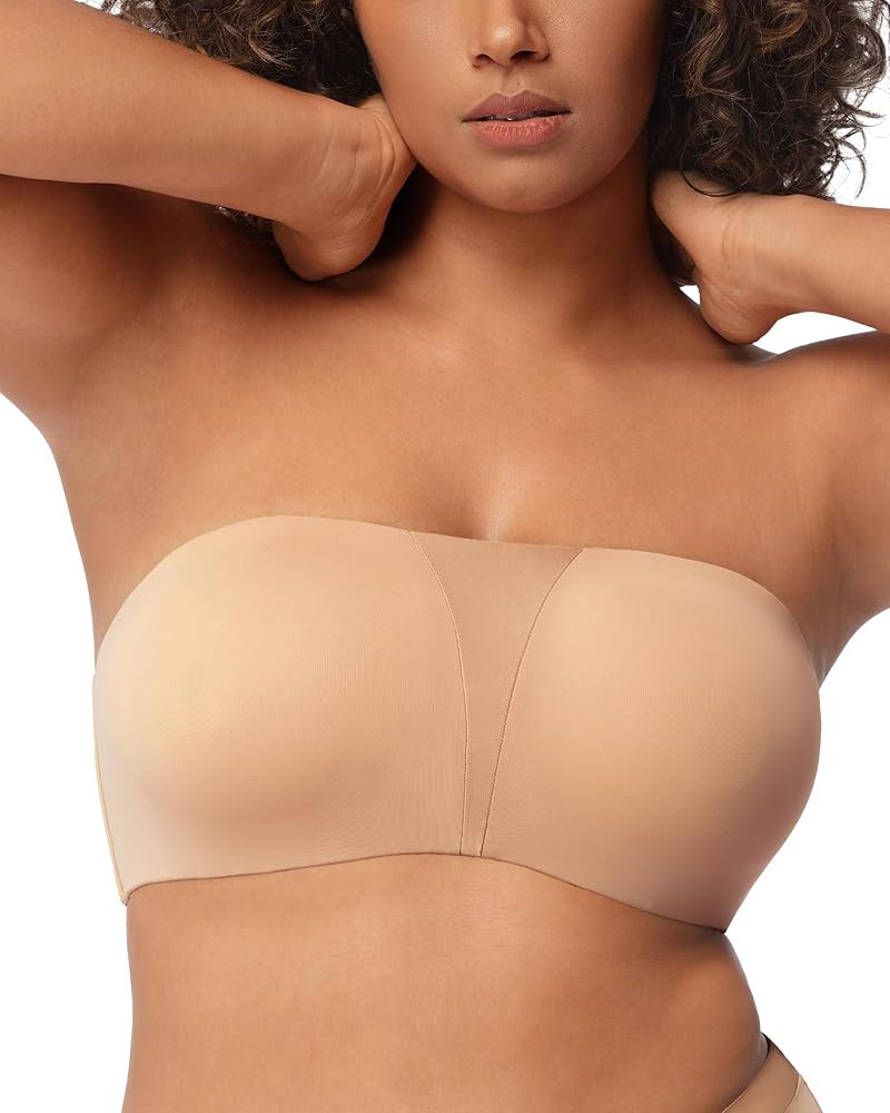 HSIA Strapless Bra for Big Bust Women, Plus Size Full Coverage Bandeau Fiery Bra Anti-Slip Underw... | Amazon (US)