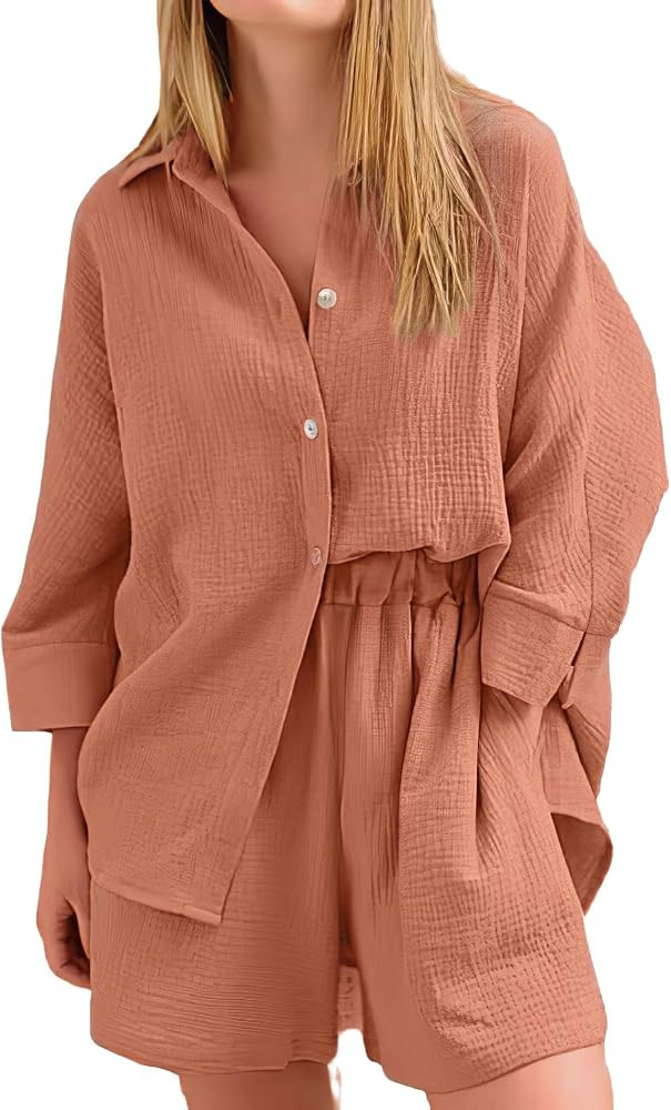 Women's Fashion Casual Pajamas Suits Summer Loung Wear Outerwear Two Piece Set | Amazon (US)