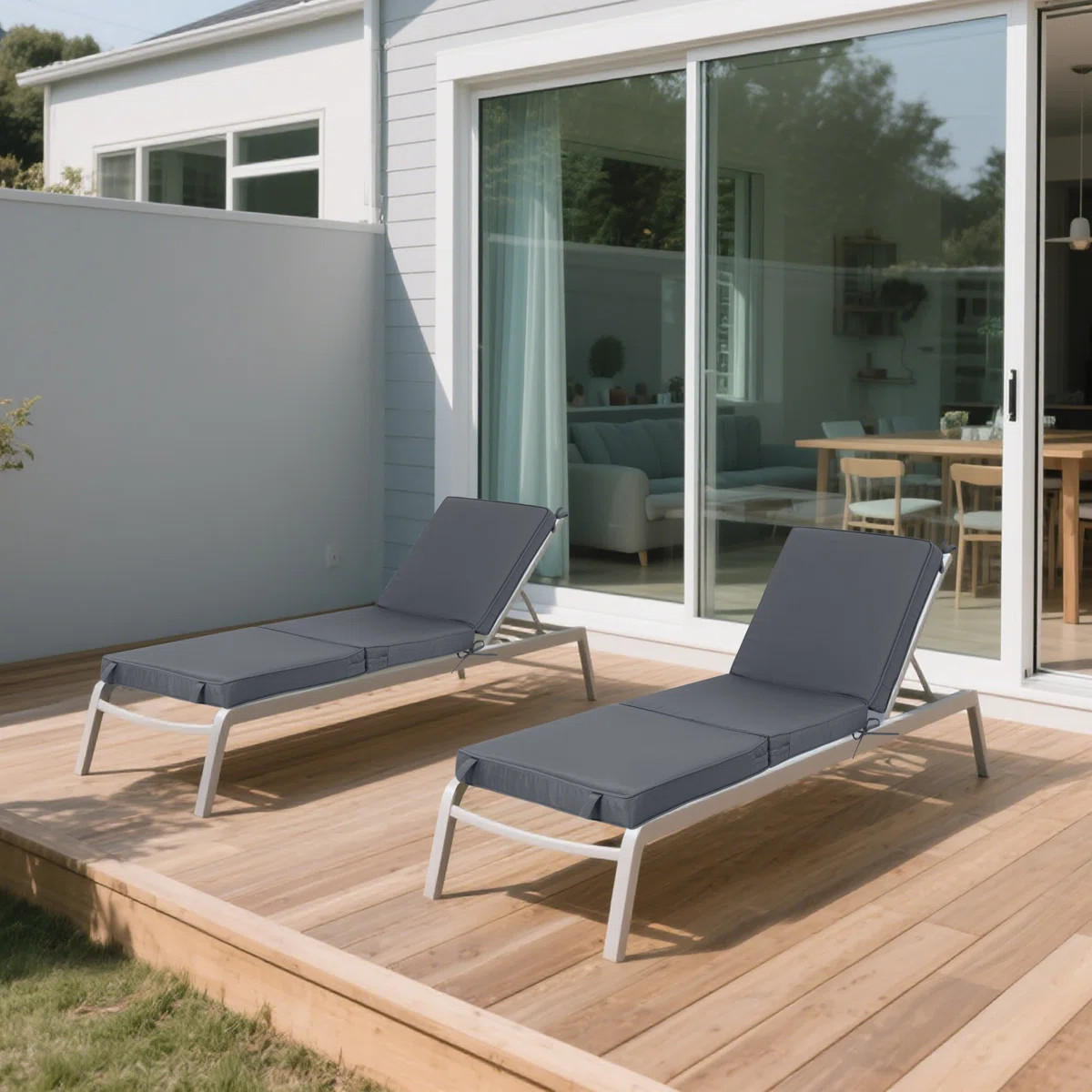 Latitude Run® 71" Tri-fold Outdoor Chaise Lounge Cushions Set Of 2, Water Resistant Patio Replac... | Wayfair North America