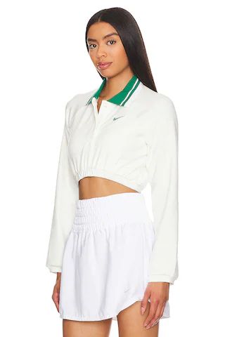 Nike Sportswear Collection Cropped Polo Long Sleeve Top in Sail & Malachite from Revolve.com | Revolve Clothing (Global)