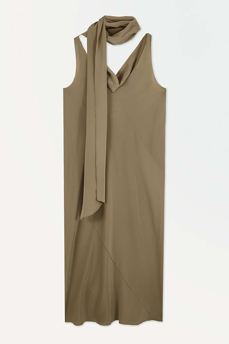 THE SILK SCARF DRESS - Dark beige - COS | COS UK