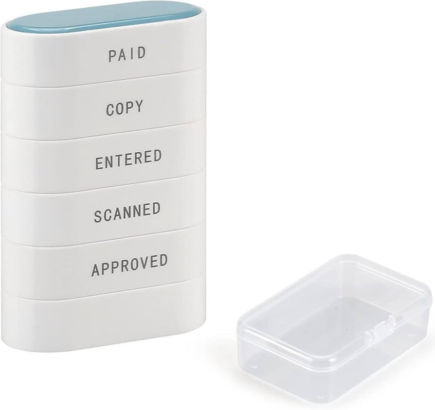 5-in-1 Office Stamp Set - Pre-Inked Rubber Stamp: Paid, Copy, Entered, Scanned, Approved Stamp, R... | Amazon (US)