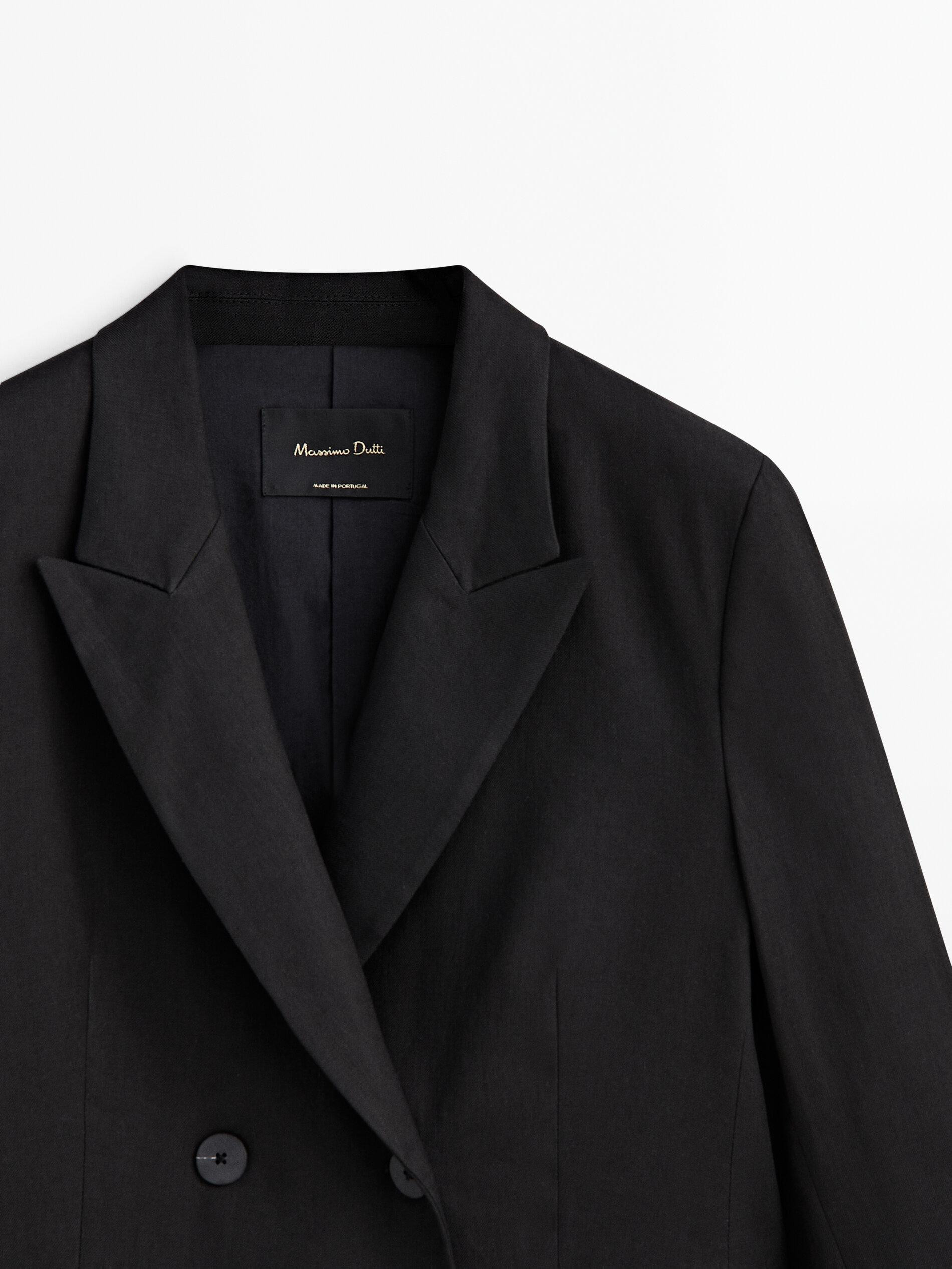 Linen blend stretch suit blazer | Massimo Dutti US