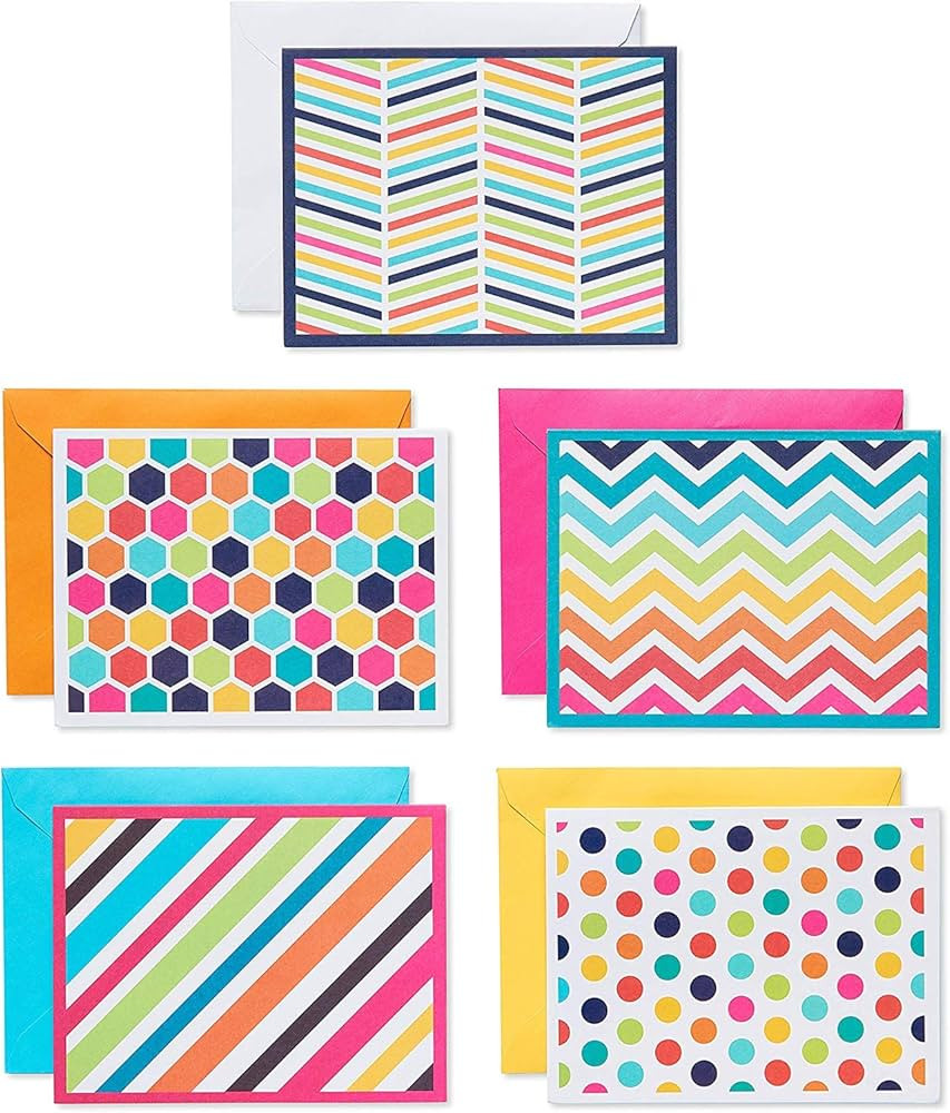 American Greetings Blank Cards Assortment with Envelopes, Bright Patterns (30-Count) | Amazon (US)