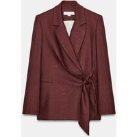 Zara - Linen Blend Tie-Waist Double-Breasted Blazer Set - Rust - L - Woman | Zara US