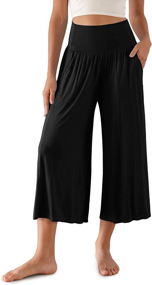 ODODOS Wide Leg Palazzo Cropped Pants, Capri Pants | Amazon (US)