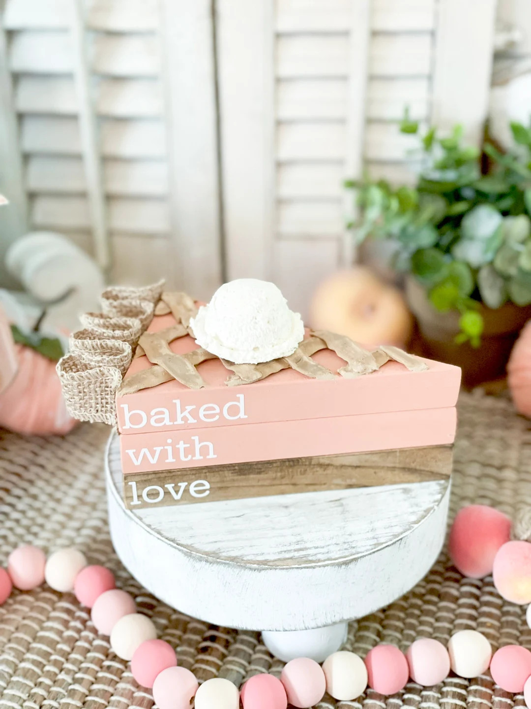 Peach decor, peach bookstack, summer bookstack, tiered tray, farmhouse decor, summer tiered tray,... | Etsy (US)