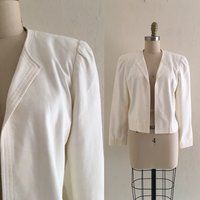 Vintage 80's White Ultra Suede Jacket // Cropped | Etsy (US)