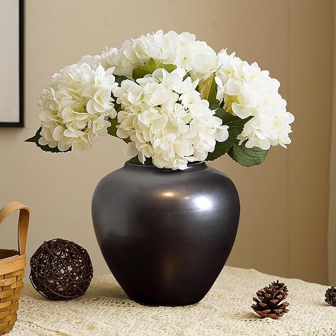 GeLive Black Ceramic Vase 7 Inch Round Jar for Fresh/Dried Flowers Table Centerpiece Minimalist H... | Amazon (US)