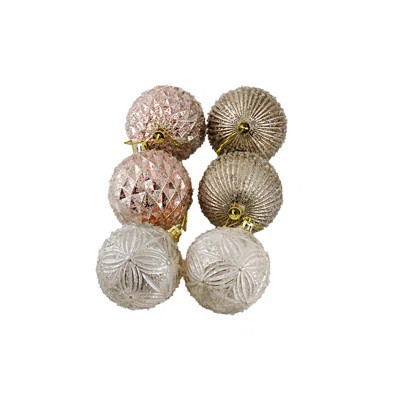 Pink, Gold & White Christmas Ornament Balls, Holiday Ball Decorations, Antique-Inspired Baubles For Tree, Garland & Wreath Décor, 3" Diameter, Pack Of | Wayfair North America