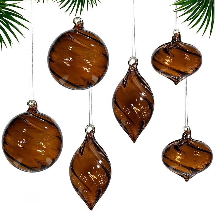 6 PCS Glass Christmas Ball Ornaments, Hand Blown Ornaments Hanging Balls,Glass Xmas Tree Home Wed... | Amazon (US)