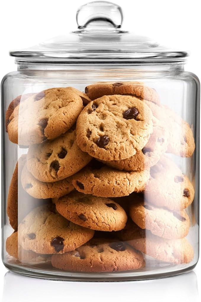 Masthome 1 Gallon Glass Cookie Jar with Airtight Lid, Large Clear Glass Storage Canister, Wide Mo... | Amazon (US)