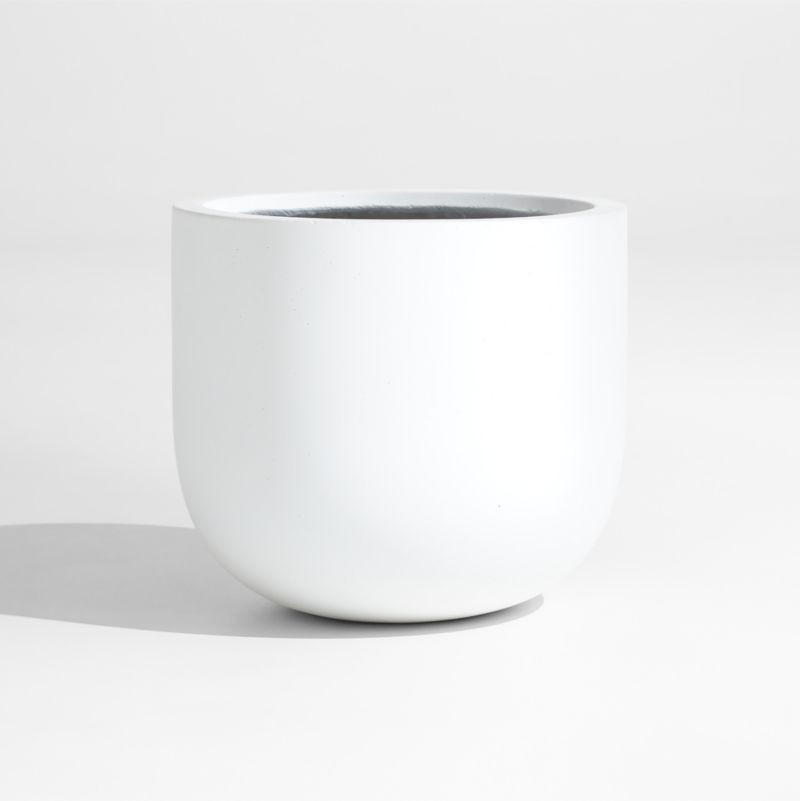 Junio Small Round White Planter Pot 13" + Reviews | Crate & Barrel | Crate & Barrel