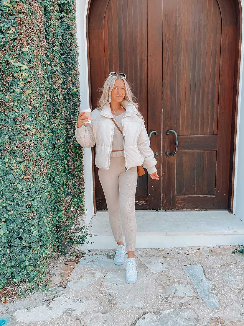 Viottiset Women's 2 Piece Outfits Casual V Neck Knit Wide Leg Sweater Lounge Set Sweatsuit | Amazon (US)