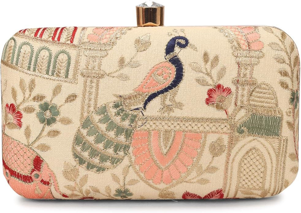 Hand Crafted LONGING TO BUY Designer Box Clutch - Zari Embroidery Hand Clutch | Amazon (US)