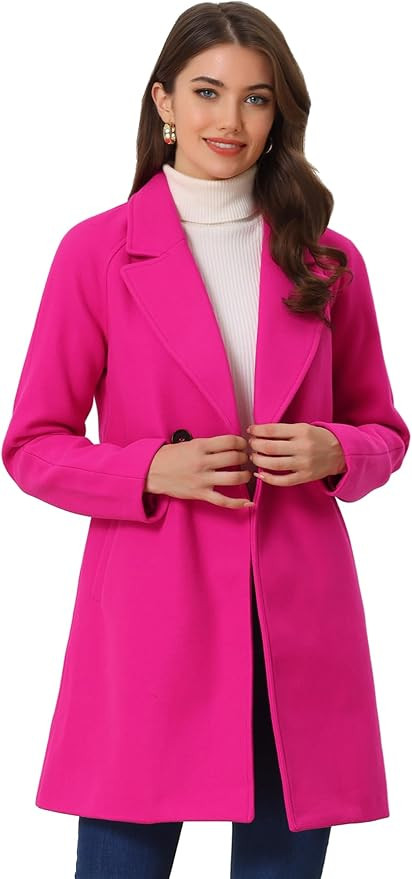 Allegra K Women's Notched Lapel Double Breasted Raglan Winter Coats | Amazon (US)