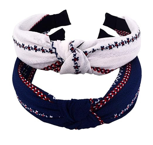 STHUAHE 2pcs Simple and Lovely Hairbands, Handmade Cloth Art Cross Knot Broadside Comfortable Hai... | Amazon (US)