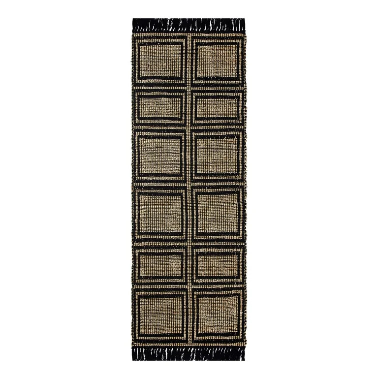 Better Homes & Gardens Black & Natural Interlocking Jute 30" x 84" Runner Rug | Walmart (US)