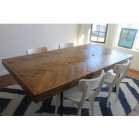 Herringbone Reclaimed Wood Dining Table - Made To Order, Farmhouse, Chevron | Etsy (US)