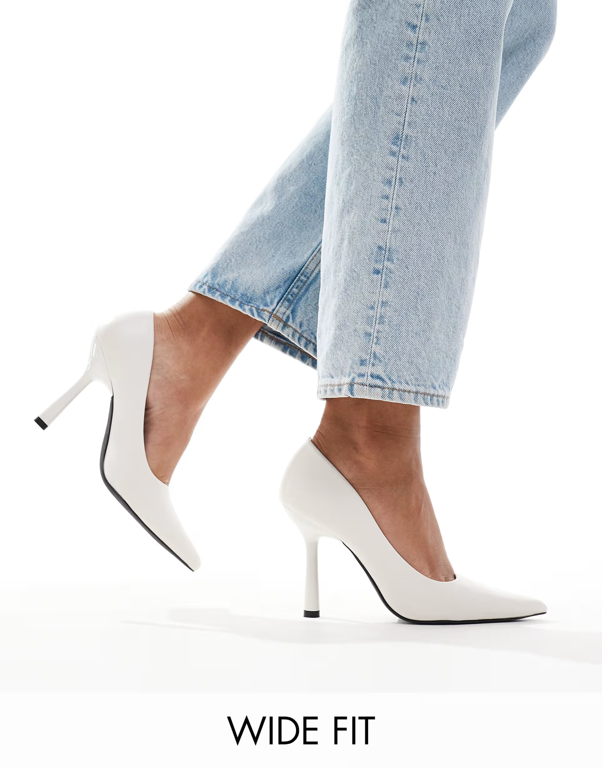 Glamorous Wide Fit pointed high heeled pumps in white | ASOS (Global)