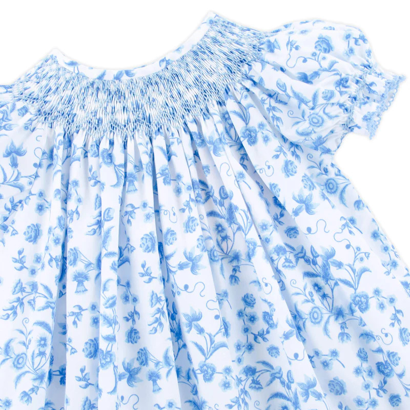 Blue Floral Haven Smocked Bishop Dress | Classic Whimsy