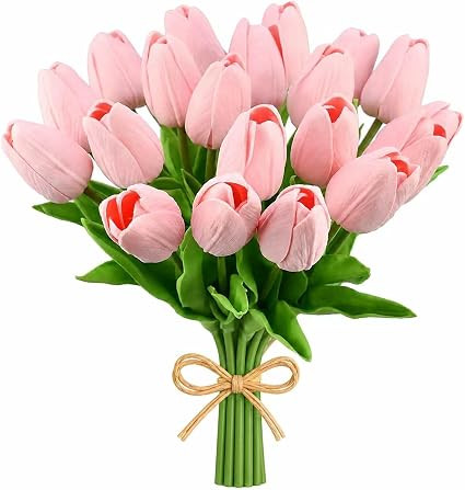 Mandy's Artificial Tulips, Light Pink, 20pcs | 13.5 inch, Lifelike PU, Fake Floral, for Kitchen I... | Amazon (US)