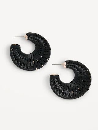 Raffia-Wrapped Open Hoop Earrings for Women | Old Navy (CA)