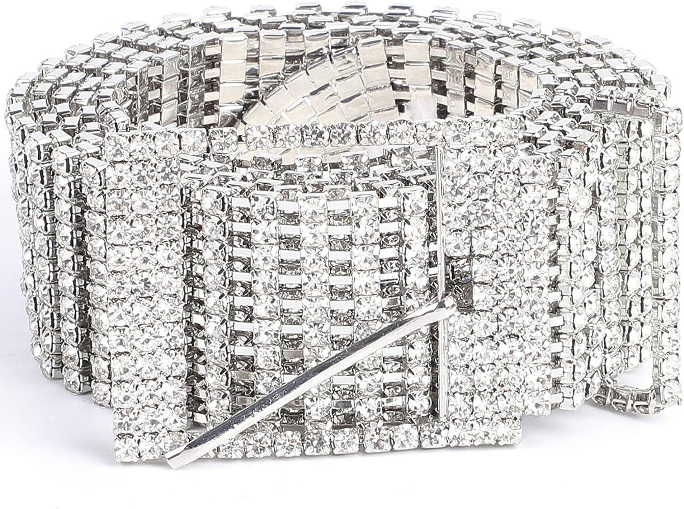 WHIPPY Women Rhinestone Belt Shiny Diamond Crystal Ladies Waist Belt for Jeans Dresses Silver Gol... | Amazon (US)