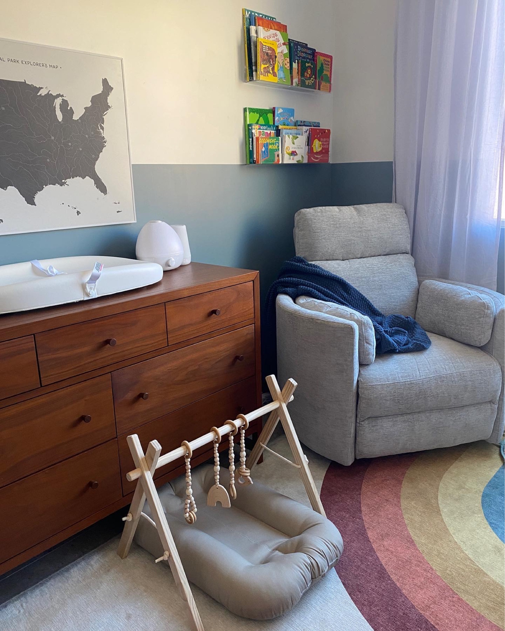 Finished nursery for our sweet boy. All the bright colors are sure to bring him happiness in this life  

#LTKbump #LTKbaby #LTKhome