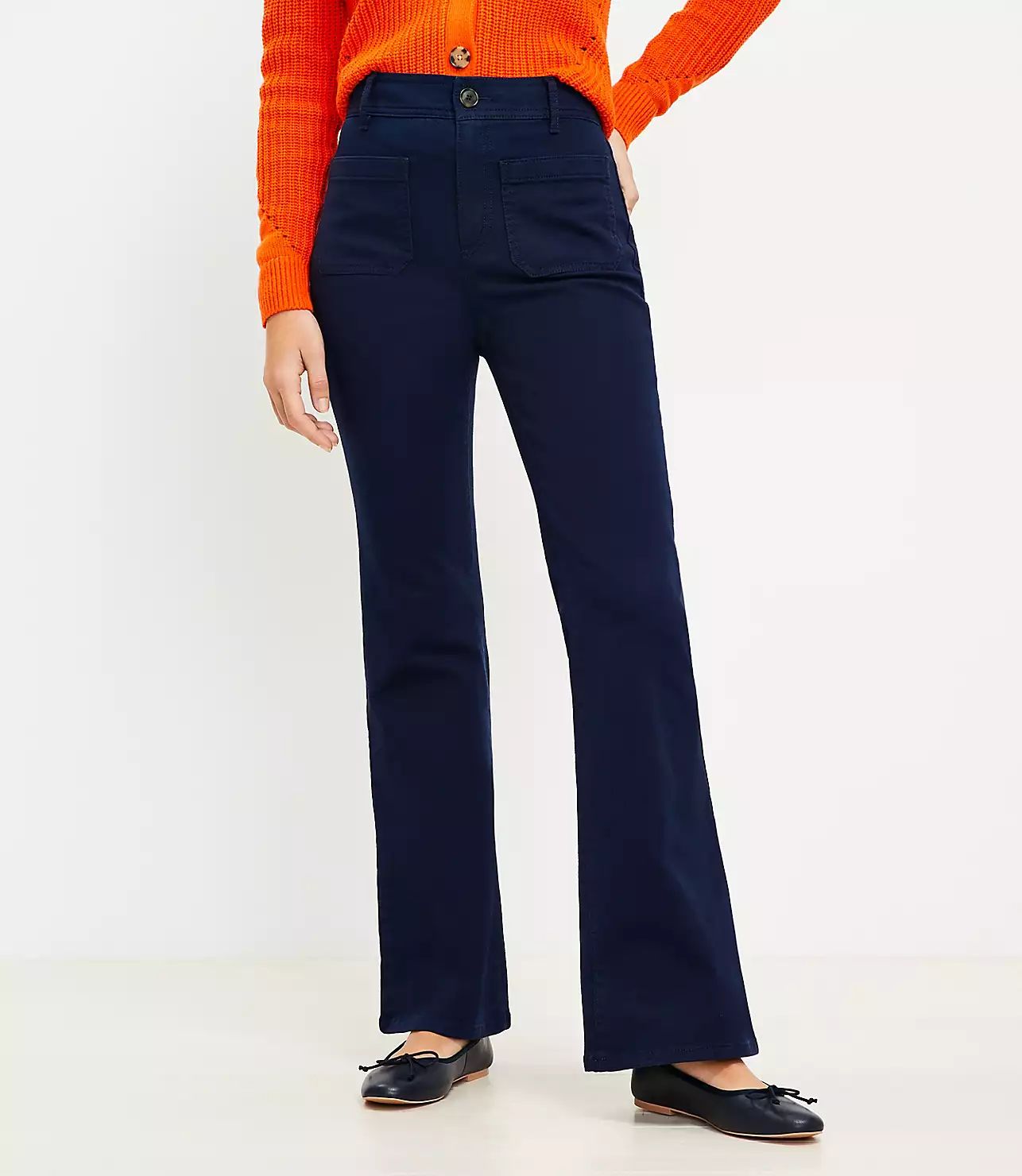 Petite Patch Pocket Slim Flare Pants | LOFT