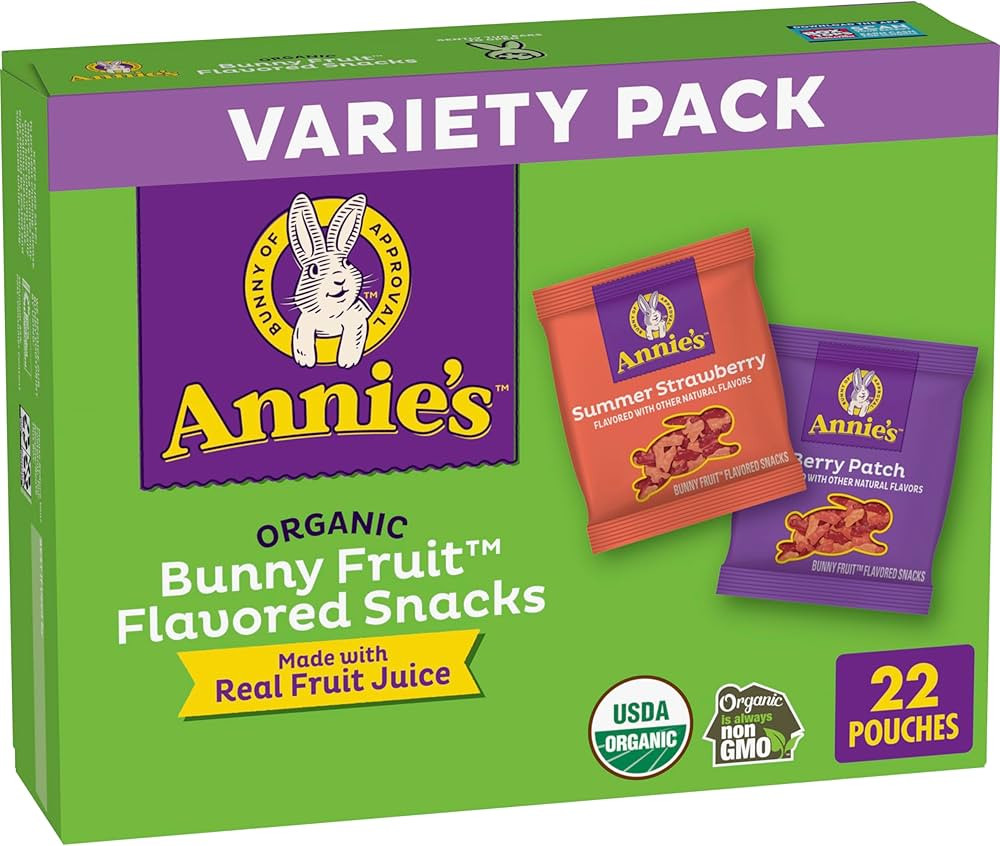Annie's Organic Bunny Fruit Snacks, Variety Pack, Gluten Free, 22 ct, 15.4 oz | Amazon (US)