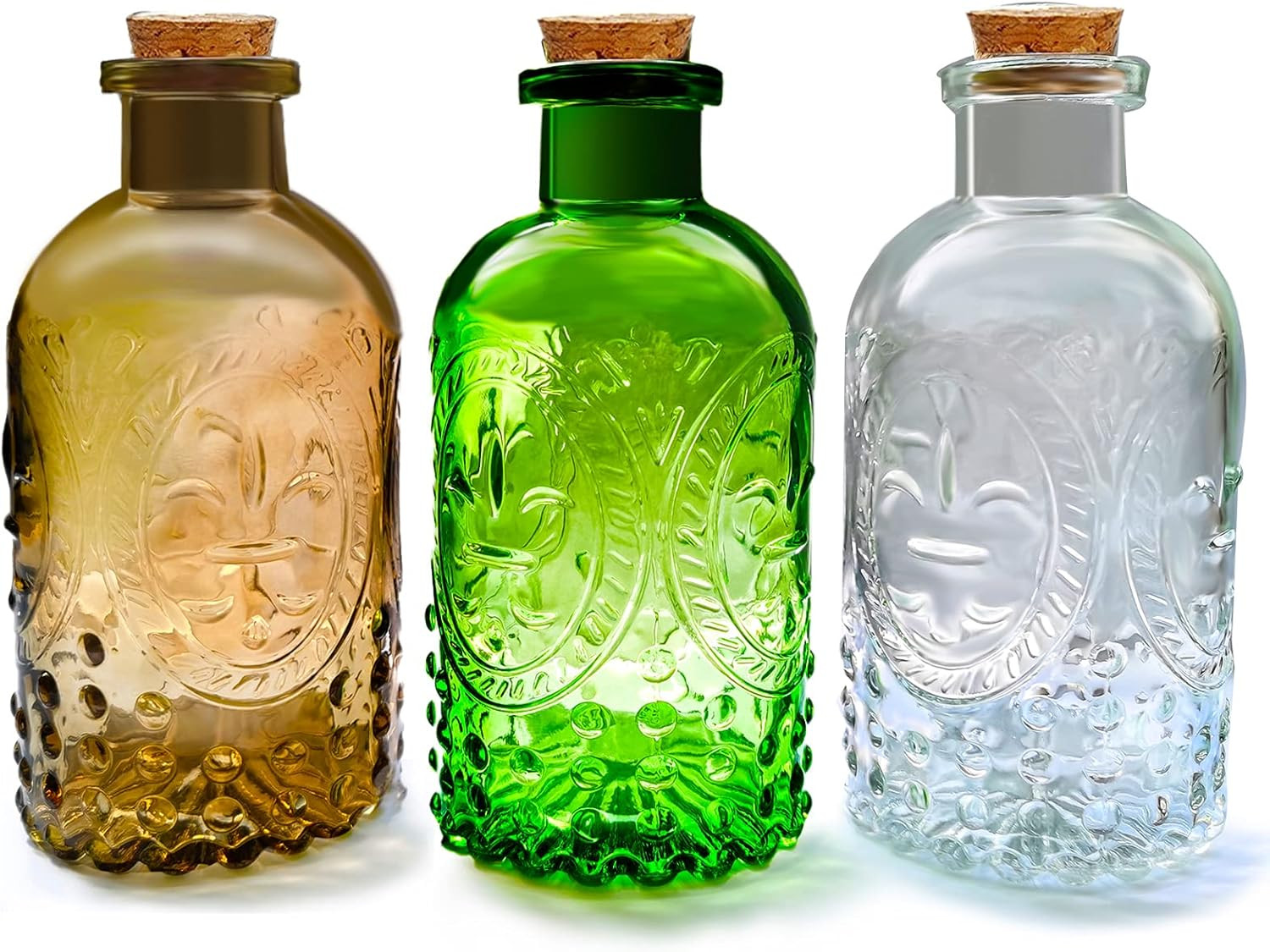 Small Clear Glass Apothecary Diffuser Decorative Bottles Vase Home Decorations Ornaments with Cor... | Amazon (US)