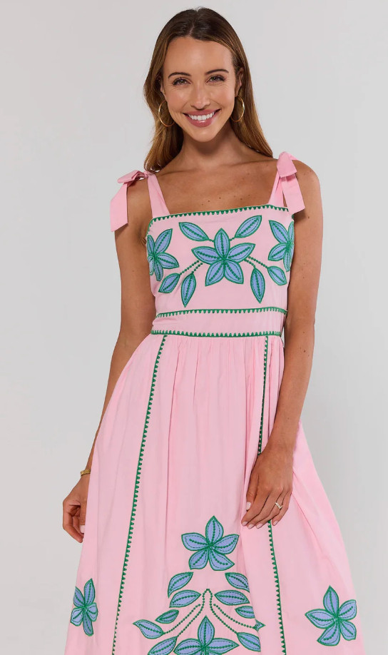 Pink Embroidered Midi Dress by THML 

 #LTKootd #LTKmomlife #LTKTravel