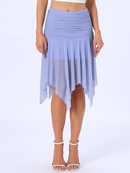 Allegra K High Low Skirt for Women's Ruched Asymmetrical Flowy Dance Skirts | Amazon (US)