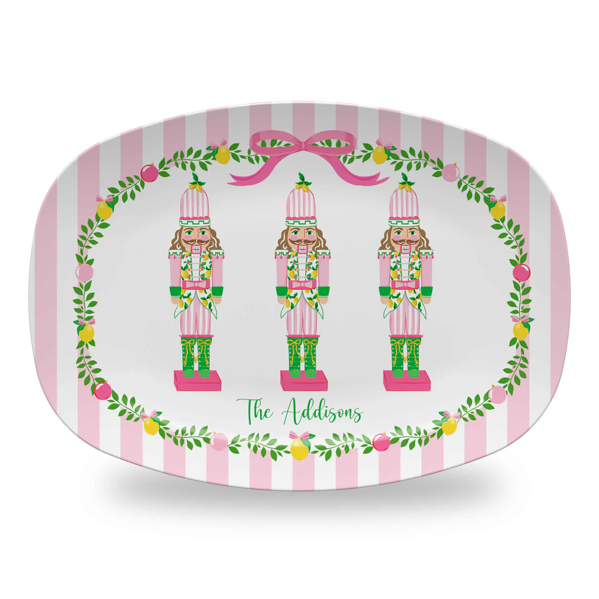 Lemon Nutcracker Personalized Melamine Platter, Peppermint | Taylor Beach Design