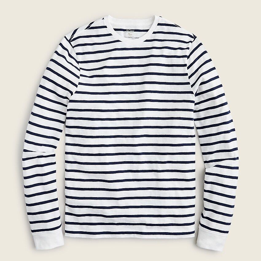 Long-sleeve slub cotton T-shirt in deck stripe | J.Crew US
